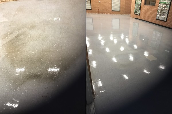 Before & After Floor Cleaning at PraxAir Industry in Charlotte, NC (1)