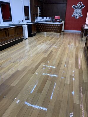 Before and after floor cleaning at No Grease Barbershop in Charlotte, NC (1)